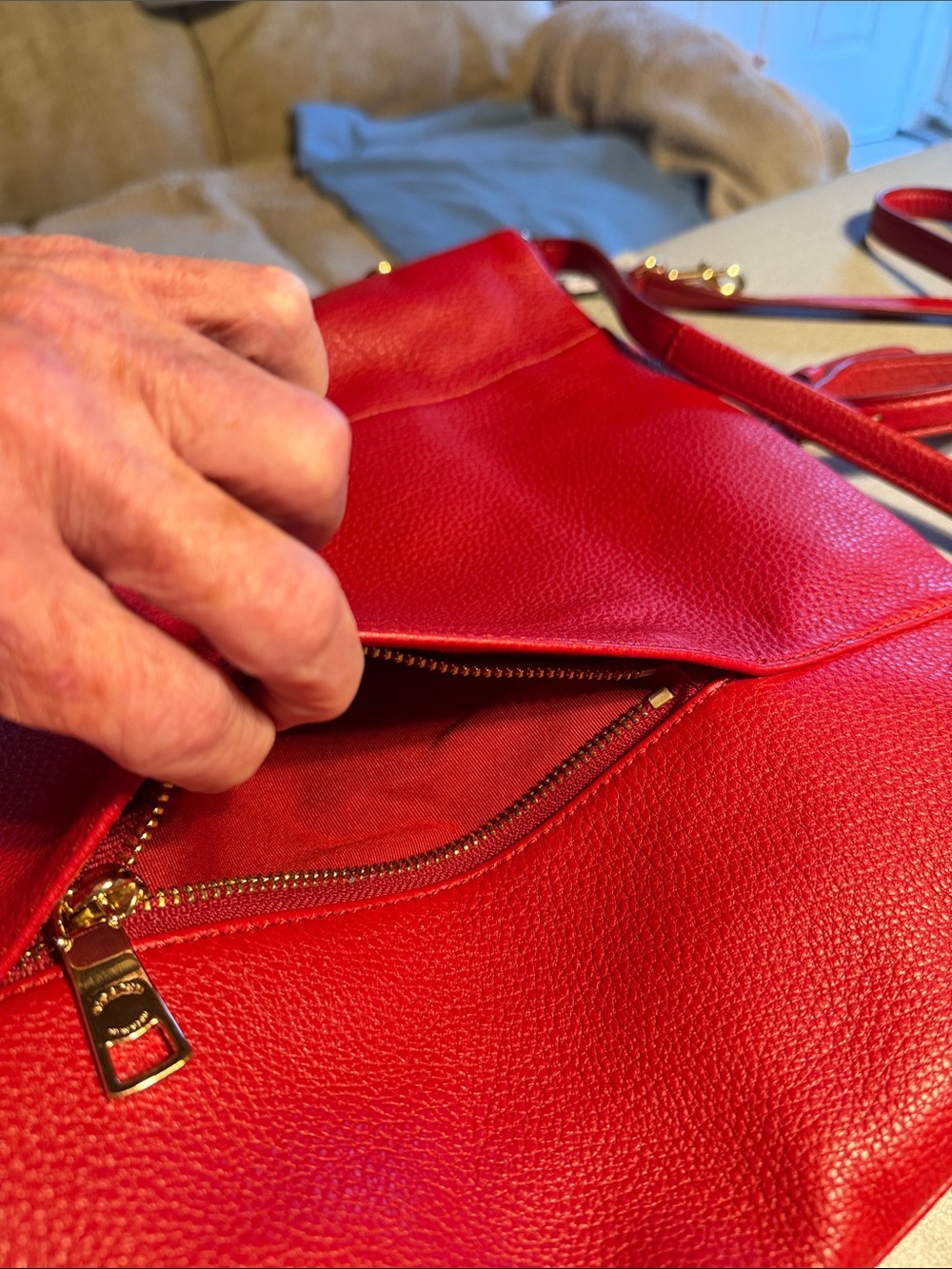 Coach Pebbled Leather Crossbody Bag in Bright Red - Picture 2 of 9
